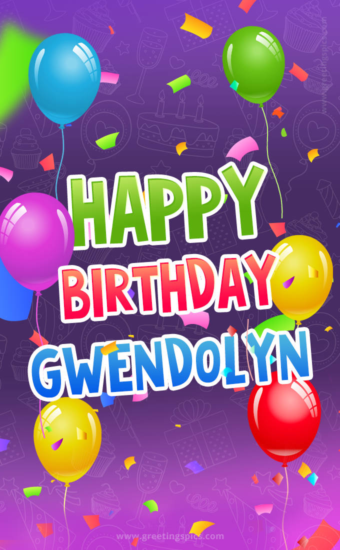 Happy Birthday Gwendolyn Festive Greeting Card (tall rectangle shape picture)