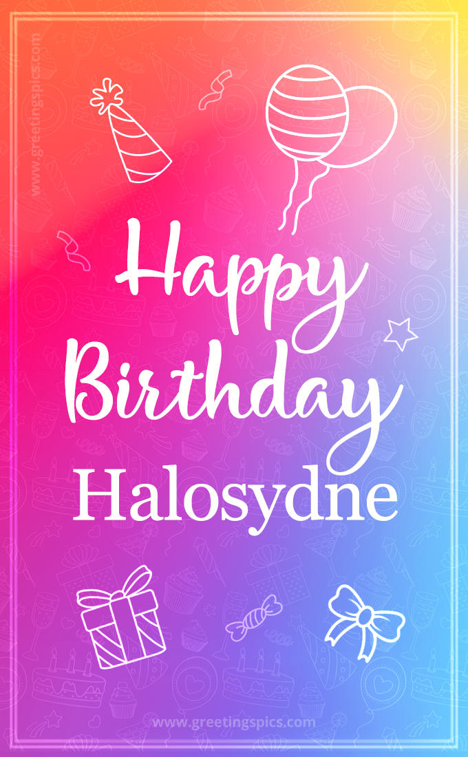 Colorful Happy Birthday Card For Halosydne (tall rectangle shape picture)