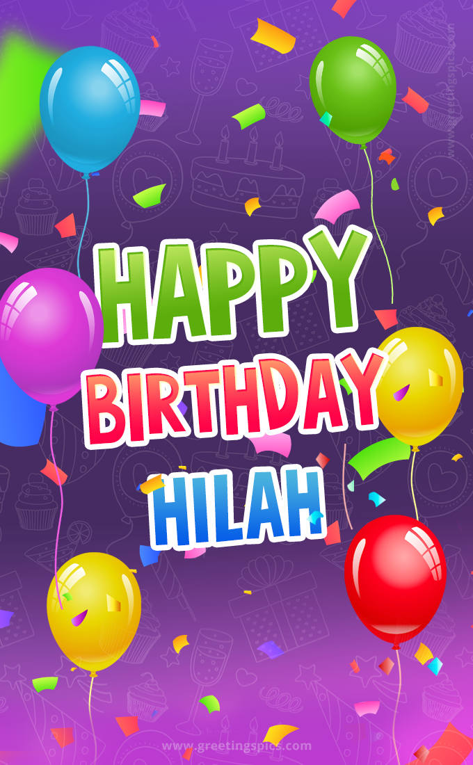 Happy Birthday Hilah Festive Greeting Card (tall rectangle shape picture)