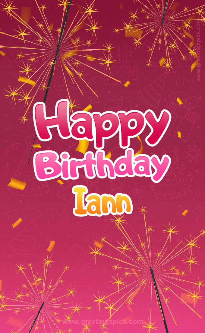 Happy Birthday Iann Image with sparklers (tall rectangle shape picture)