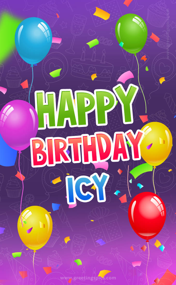 Happy Birthday Icy Festive Greeting Card (tall rectangle shape picture)