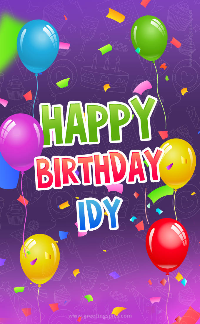 Happy Birthday Idy Festive Greeting Card (tall rectangle shape picture)