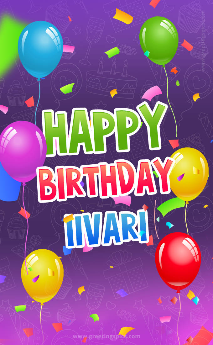 Happy Birthday Iivari Festive Greeting Card (tall rectangle shape picture)