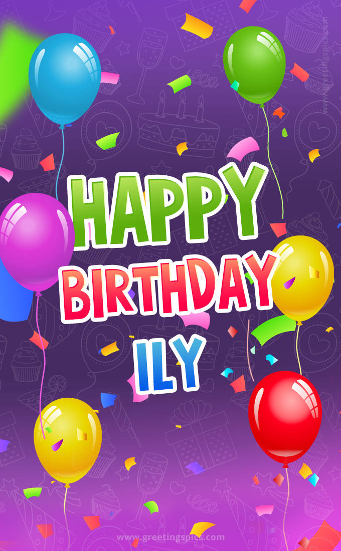 Happy Birthday Ily Festive Greeting Card (tall rectangle shape picture)