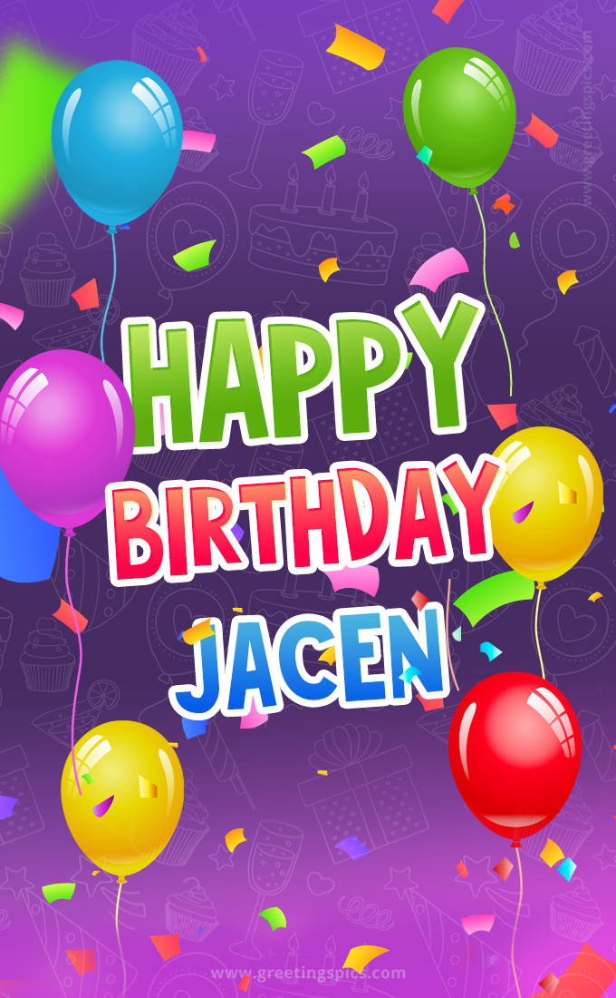 Happy Birthday Jacen Festive Greeting Card (tall rectangle shape picture)