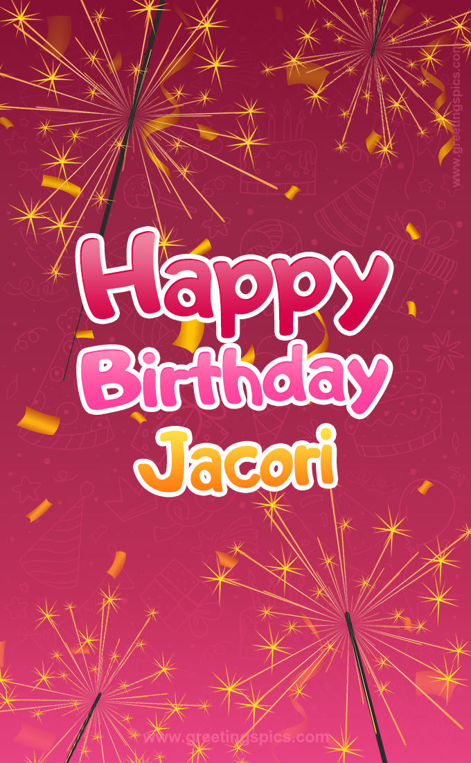 Happy Birthday Jacori Image with sparklers (tall rectangle shape picture)