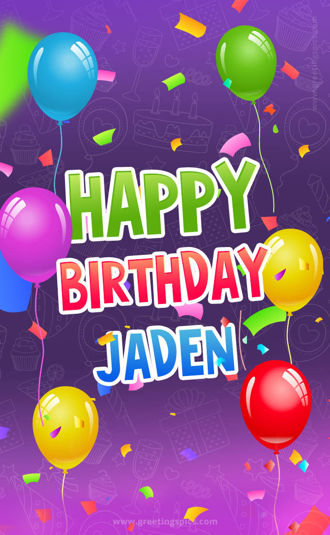 Happy Birthday Jaden Festive Greeting Card (tall rectangle shape picture)