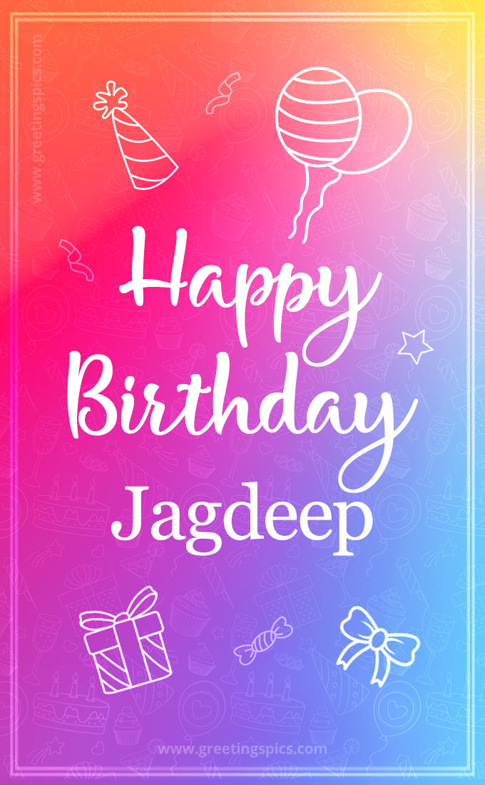 Colorful Happy Birthday Card For Jagdeep (tall rectangle shape picture)