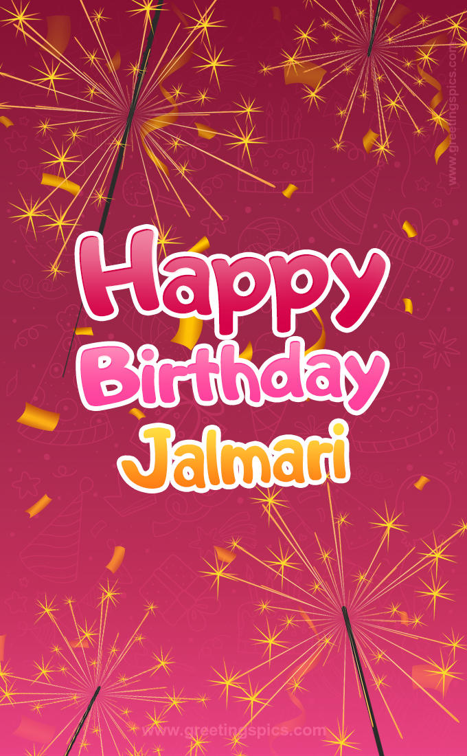 Happy Birthday Jalmari Image with sparklers (tall rectangle shape picture)