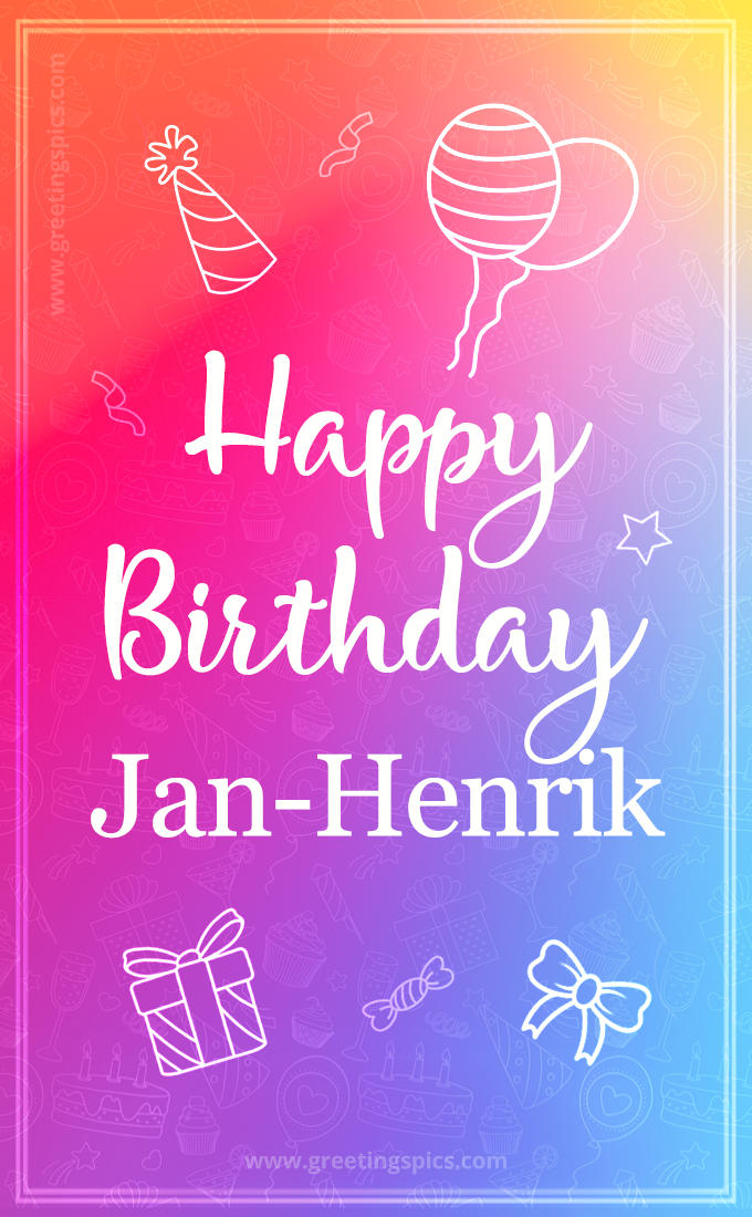 Colorful Happy Birthday Card For Jan-Henrik (tall rectangle shape picture)