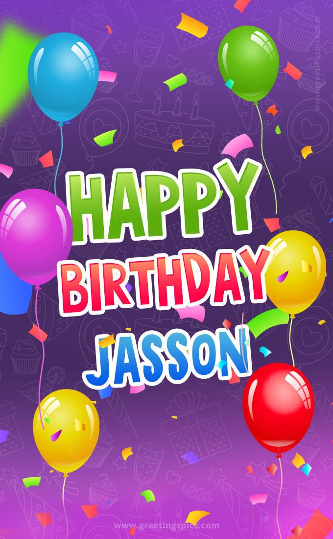 Happy Birthday Jasson Festive Greeting Card (tall rectangle shape picture)