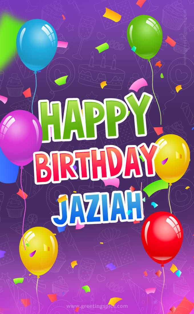 Happy Birthday Jaziah Festive Greeting Card (tall rectangle shape picture)