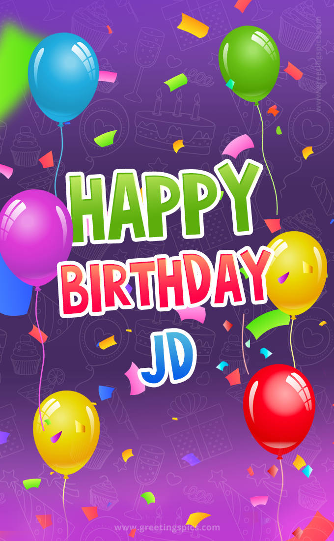 Happy Birthday Jd Festive Greeting Card (tall rectangle shape picture)