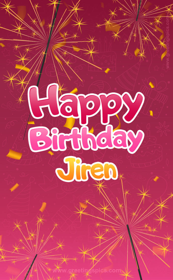 Happy Birthday Jiren Image with sparklers (tall rectangle shape picture)