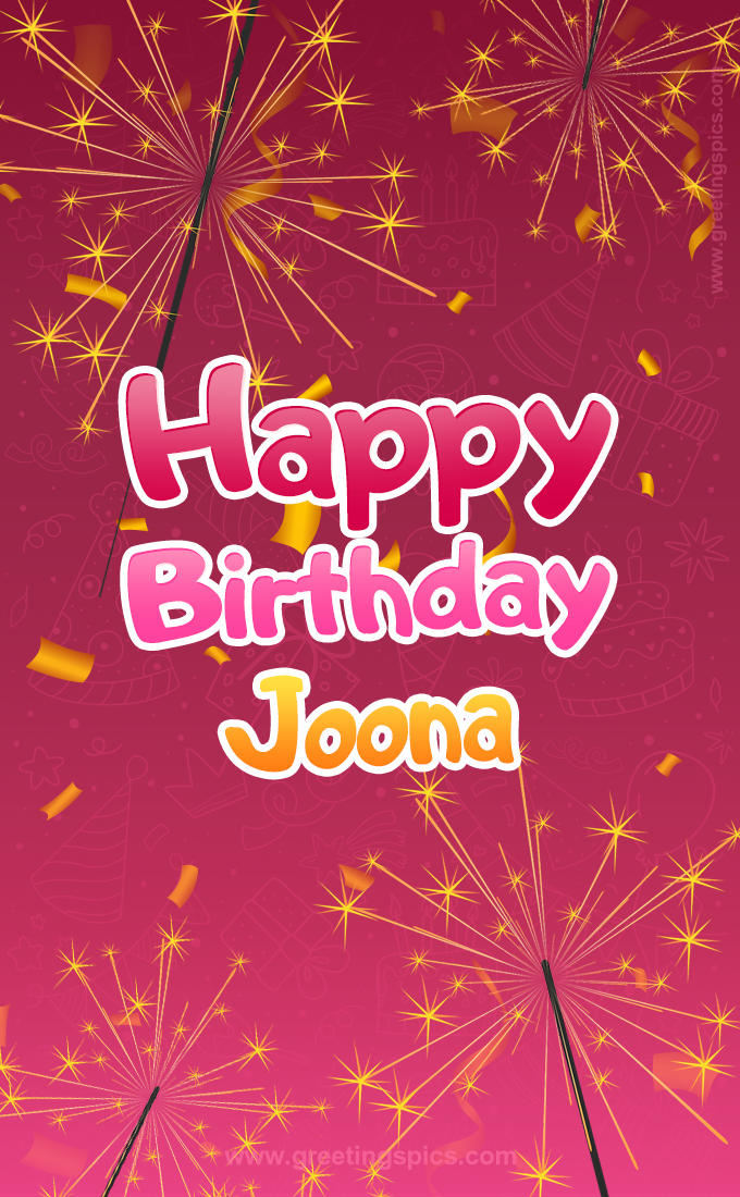 Happy Birthday Joona Image with sparklers (tall rectangle shape picture)