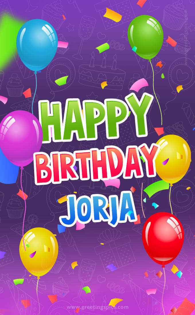 Happy Birthday Jorja Festive Greeting Card (tall rectangle shape picture)