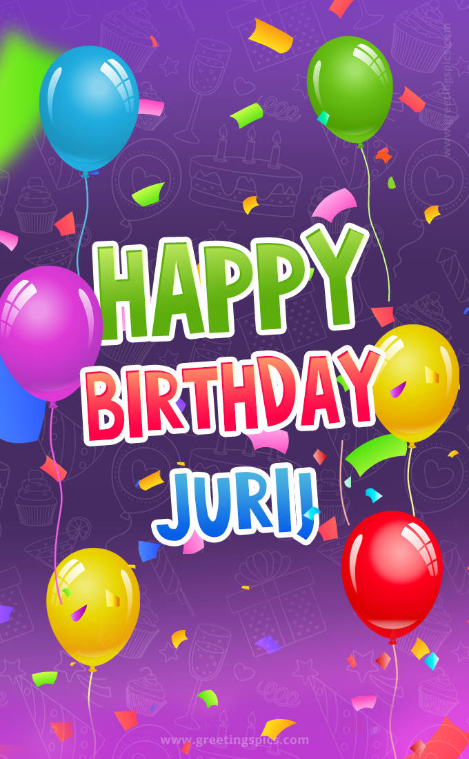 Happy Birthday Jurij Festive Greeting Card (tall rectangle shape picture)