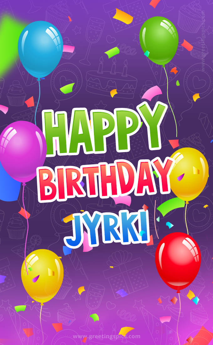 Happy Birthday Jyrki Festive Greeting Card (tall rectangle shape picture)