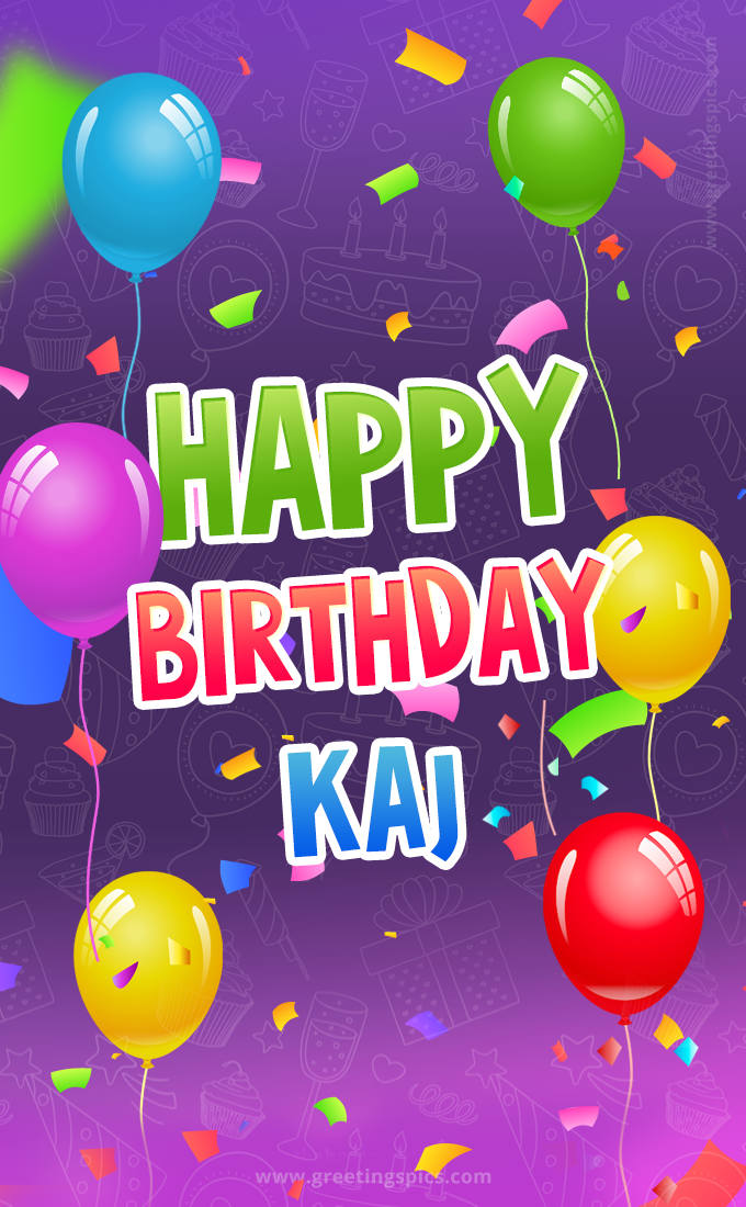 Happy Birthday Kaj Festive Greeting Card (tall rectangle shape picture)