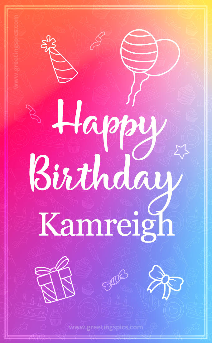 Colorful Happy Birthday Card For Kamreigh (tall rectangle shape picture)