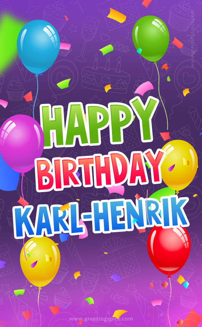 Happy Birthday Karl-Henrik Festive Greeting Card (tall rectangle shape picture)