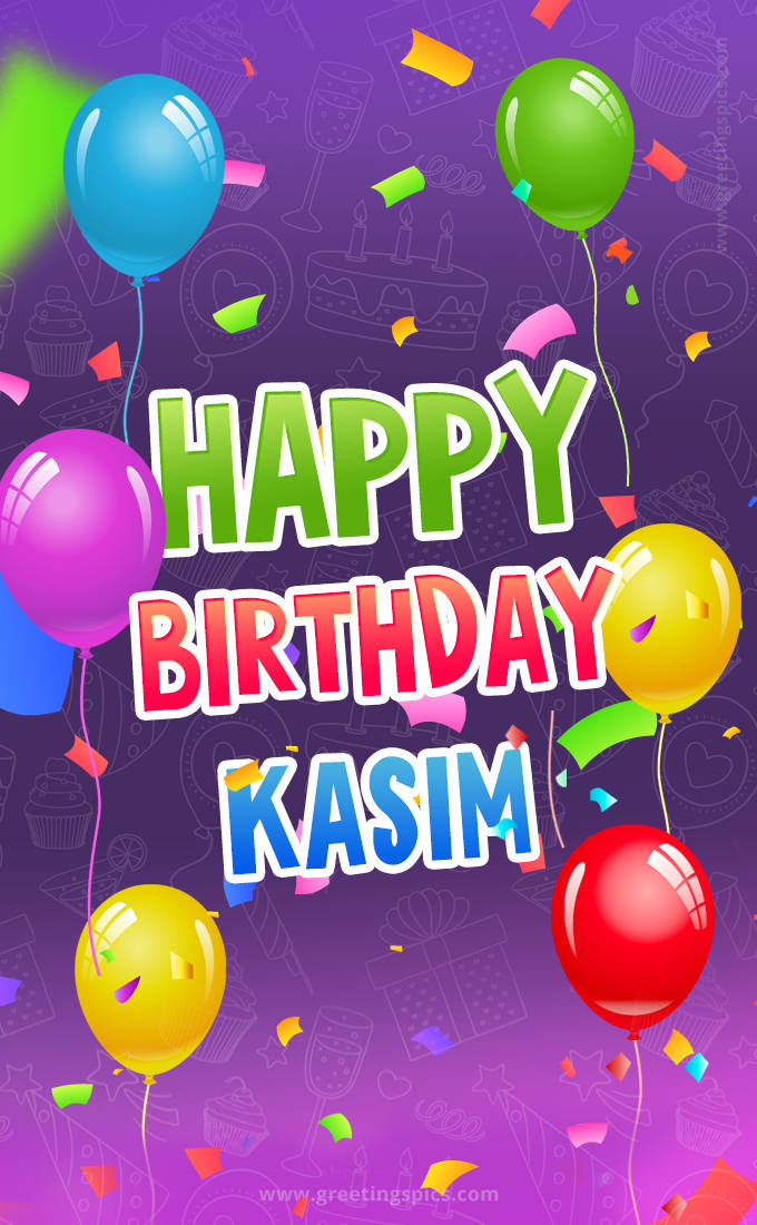 Happy Birthday Kasim Festive Greeting Card (tall rectangle shape picture)