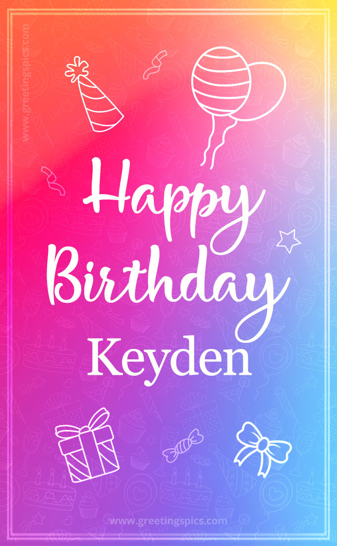 Colorful Happy Birthday Card For Keyden (tall rectangle shape picture)