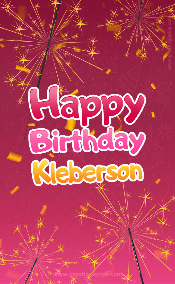 Happy Birthday Kleberson Image with sparklers (tall rectangle shape picture)