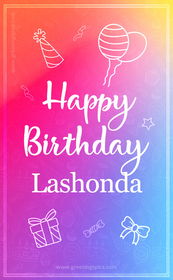 Colorful Happy Birthday Card For Lashonda (tall rectangle shape picture)