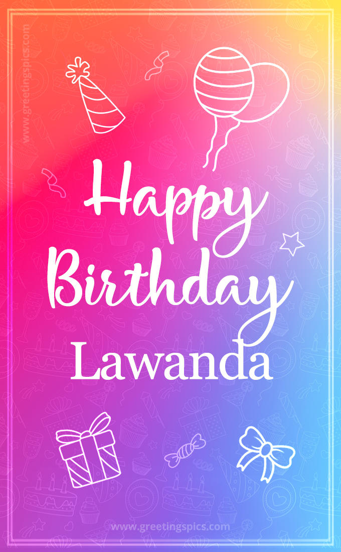 Colorful Happy Birthday Card For Lawanda (tall rectangle shape picture)