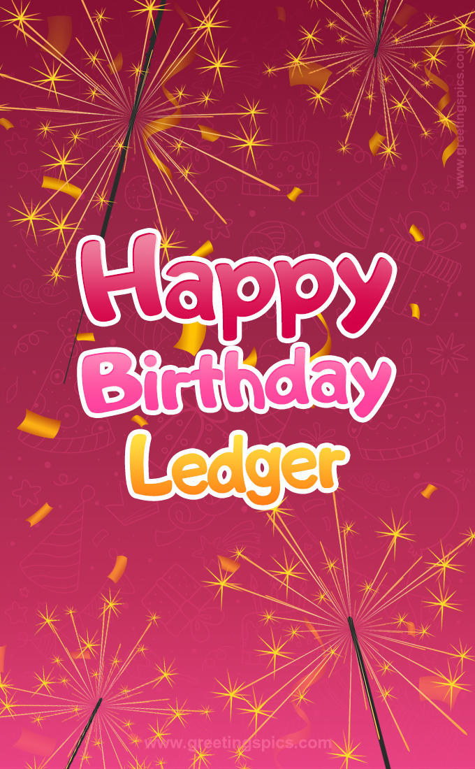 Happy Birthday Ledger Image with sparklers (tall rectangle shape picture)