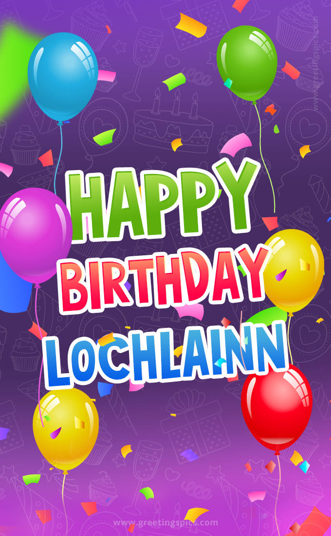 Happy Birthday Lochlainn Festive Greeting Card (tall rectangle shape picture)