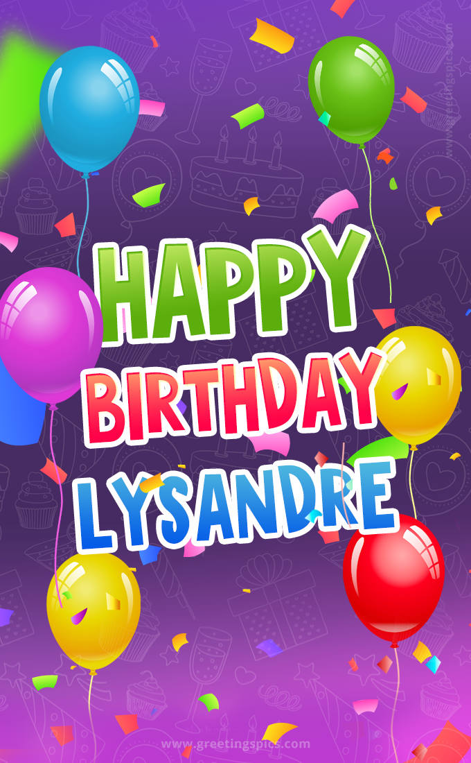 Happy Birthday Lysandre Festive Greeting Card (tall rectangle shape picture)