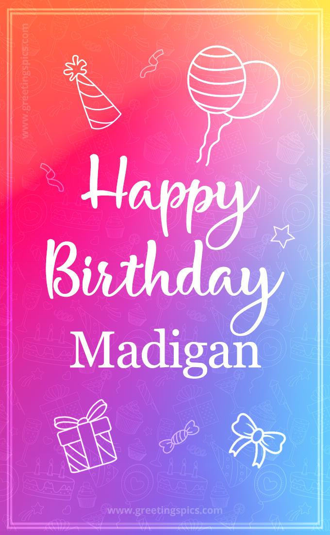 Colorful Happy Birthday Card For Madigan (tall rectangle shape picture)