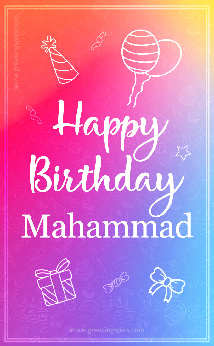 Colorful Happy Birthday Card For Mahammad (tall rectangle shape picture)