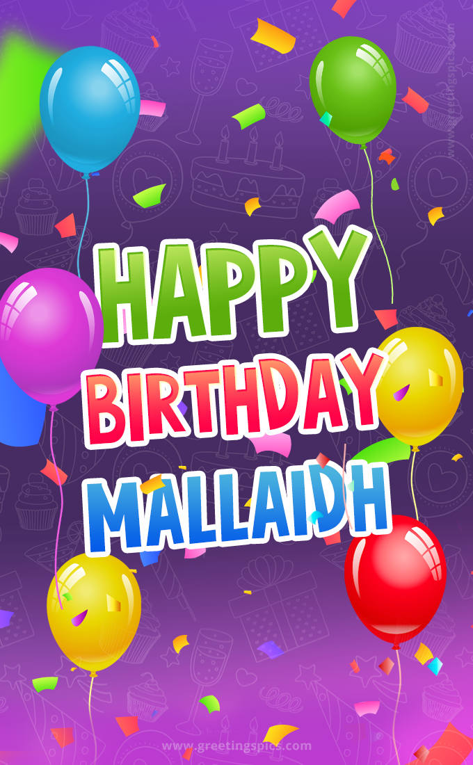 Happy Birthday Mallaidh Festive Greeting Card (tall rectangle shape picture)