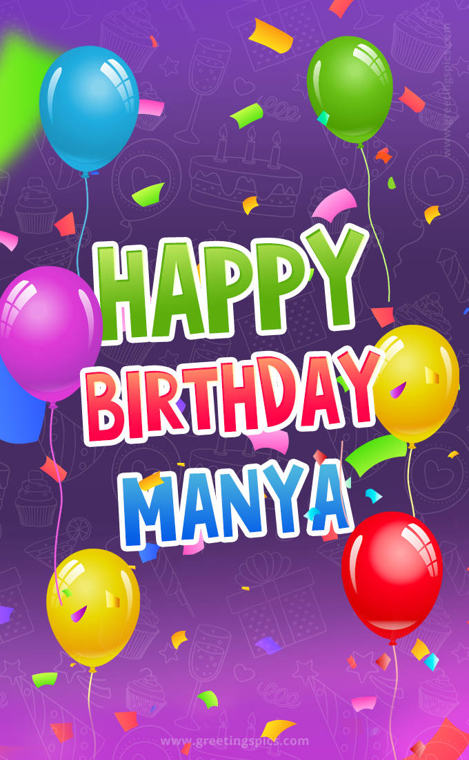 Happy Birthday Manya Festive Greeting Card (tall rectangle shape picture)