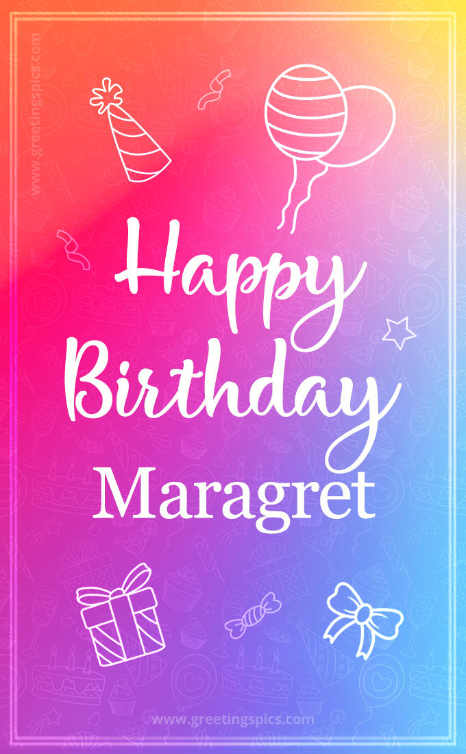 Colorful Happy Birthday Card For Maragret (tall rectangle shape picture)