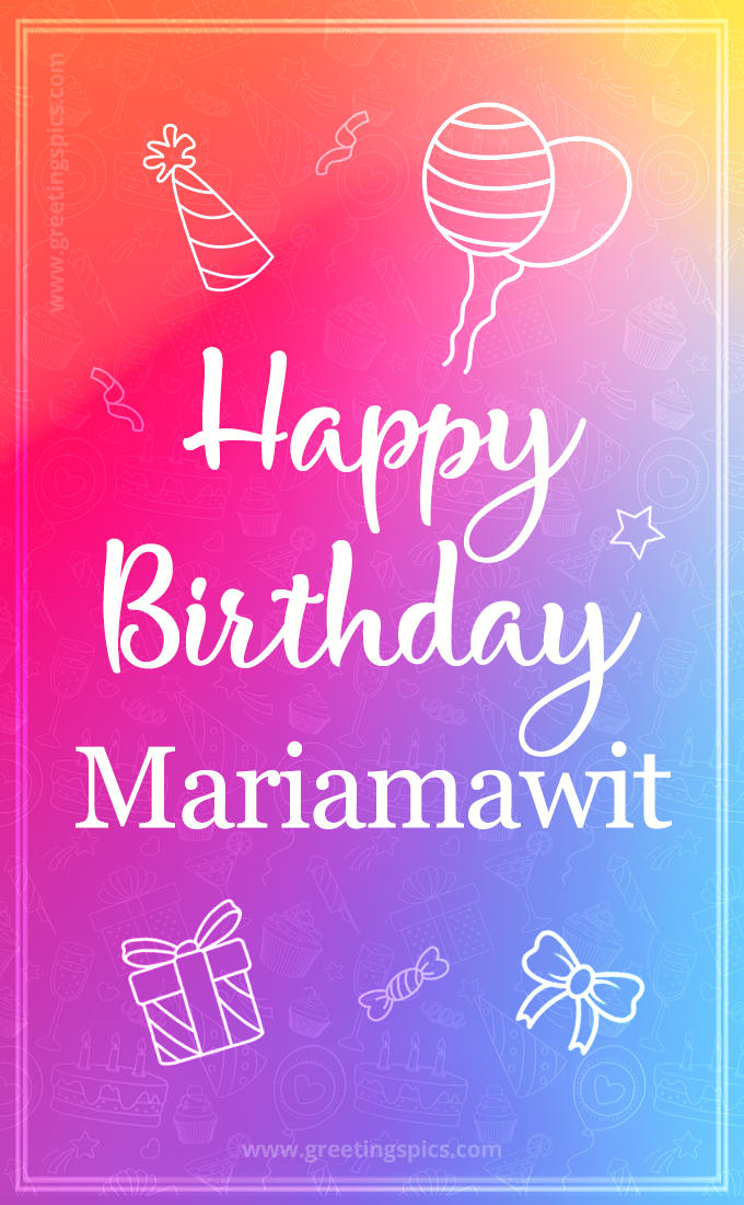 Colorful Happy Birthday Card For Mariamawit (tall rectangle shape picture)