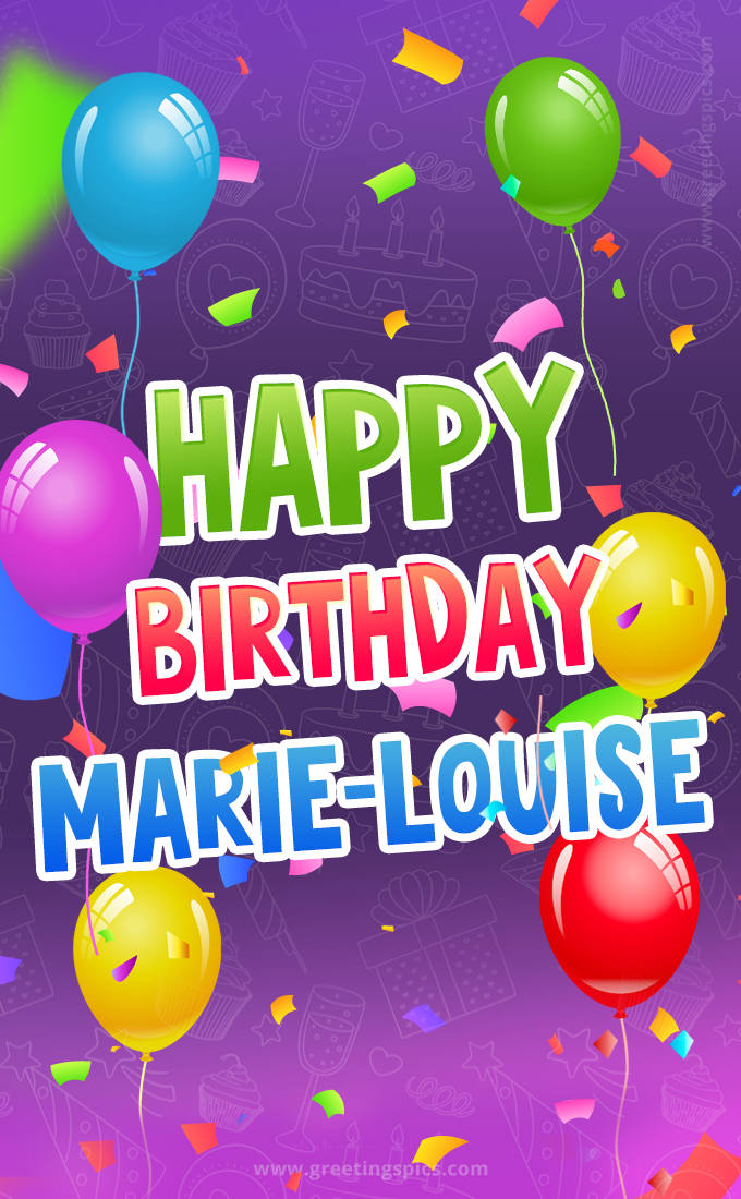 Happy Birthday Marie-Louise Festive Greeting Card (tall rectangle shape picture)