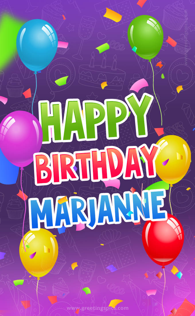 Happy Birthday Marjanne Festive Greeting Card (tall rectangle shape picture)