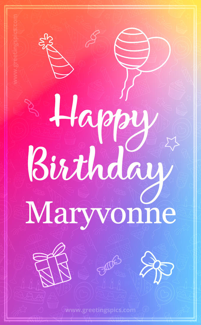 Colorful Happy Birthday Card For Maryvonne (tall rectangle shape picture)