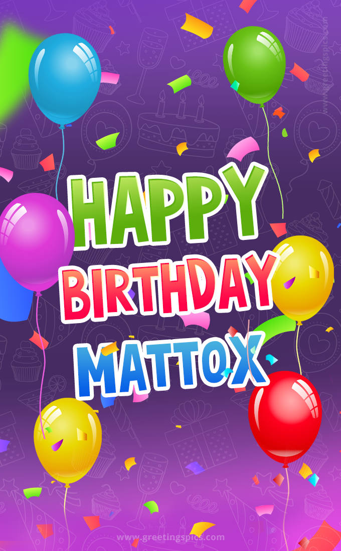 Happy Birthday Mattox Festive Greeting Card (tall rectangle shape picture)