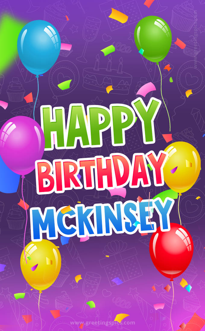 Happy Birthday Mckinsey Festive Greeting Card (tall rectangle shape picture)