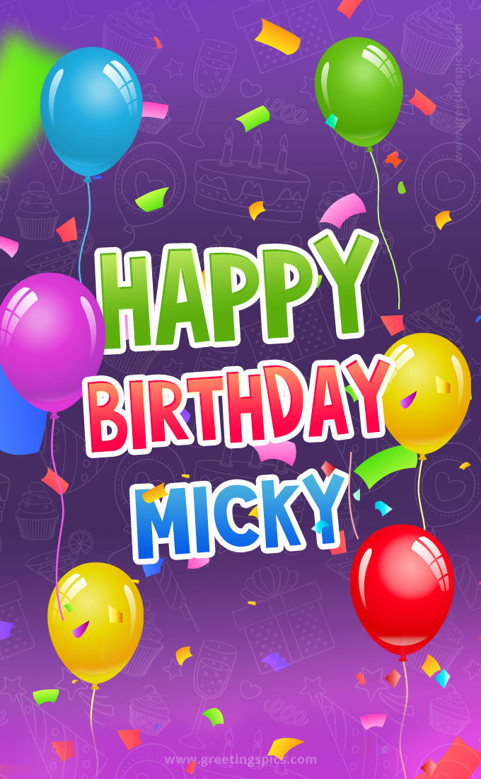 Happy Birthday Micky Festive Greeting Card (tall rectangle shape picture)