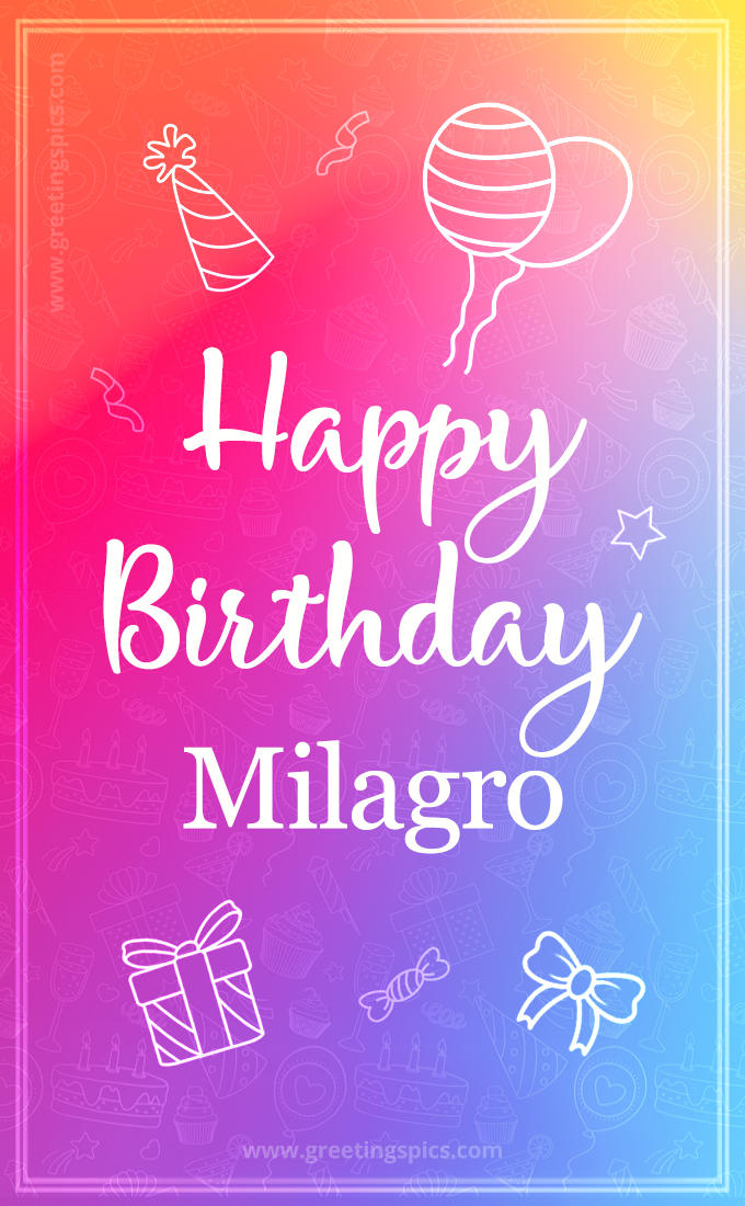 Colorful Happy Birthday Card For Milagro (tall rectangle shape picture)