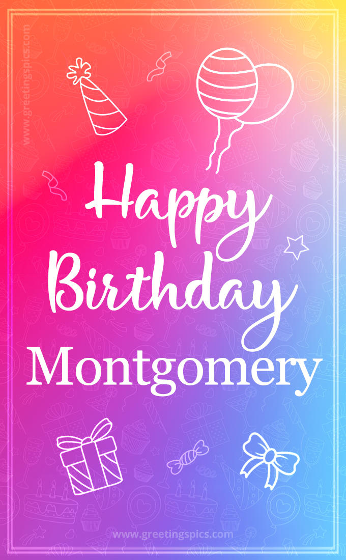 Colorful Happy Birthday Card For Montgomery (tall rectangle shape picture)