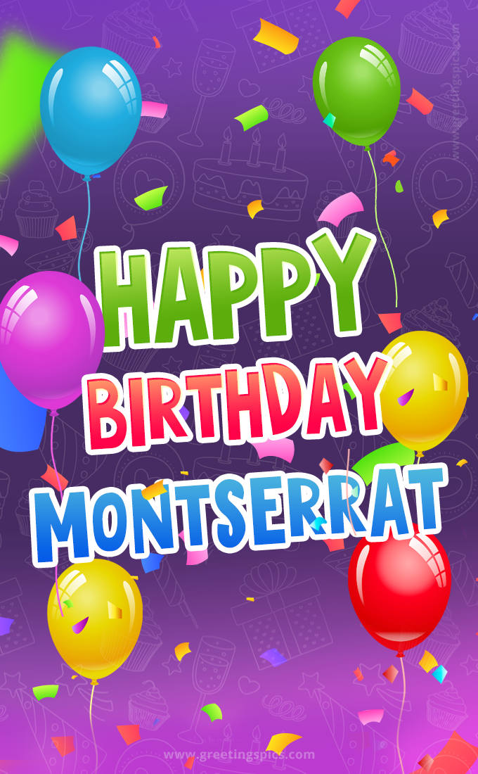 Happy Birthday Montserrat Festive Greeting Card (tall rectangle shape picture)