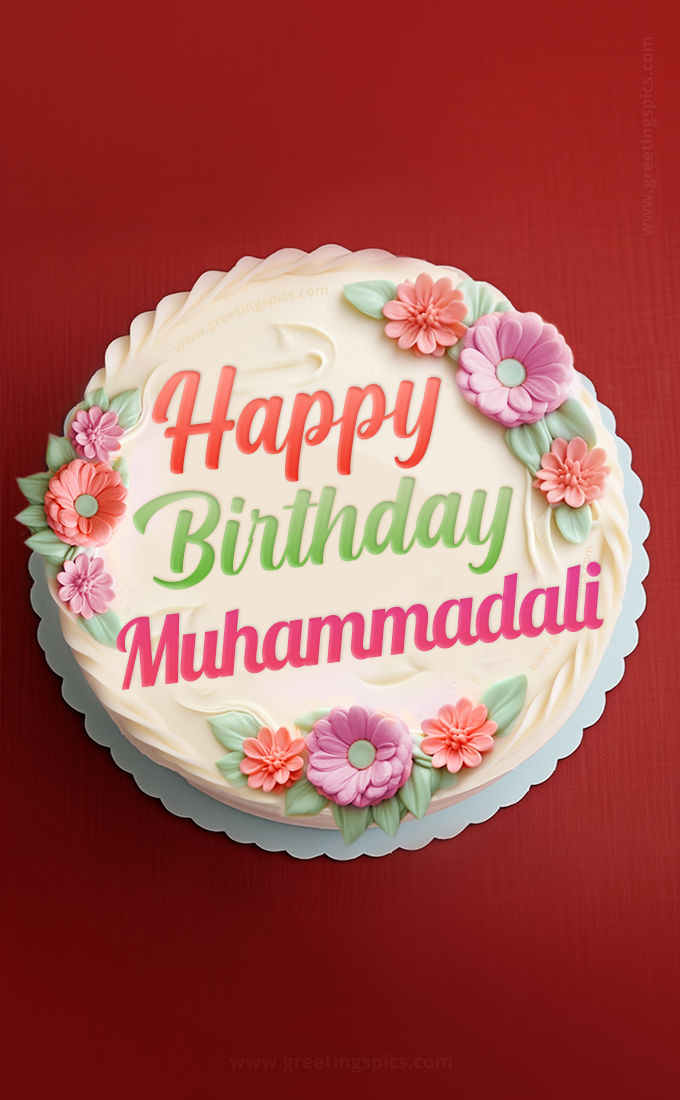 Happy Birthday Muhammadali Cake Image With Name (tall rectangle shape picture)