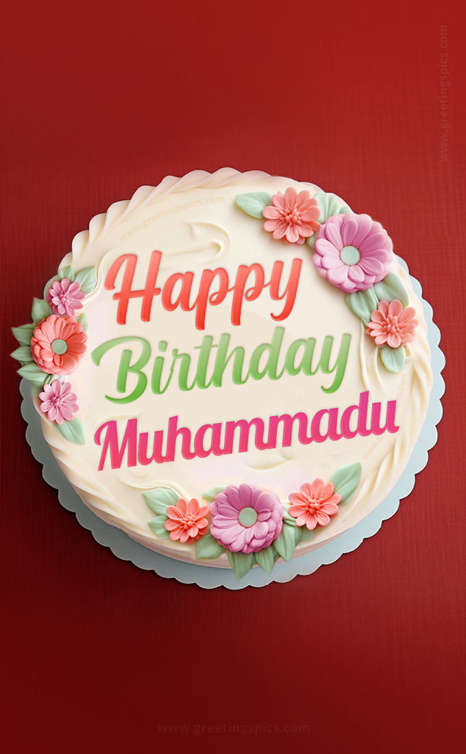 Happy Birthday Muhammadu Cake Image With Name (tall rectangle shape picture)